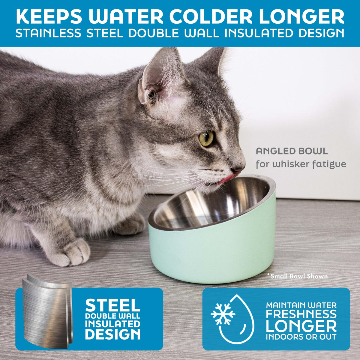 Stainless Steel Slanted Dog Cat Food Bowl 8 oz U37722