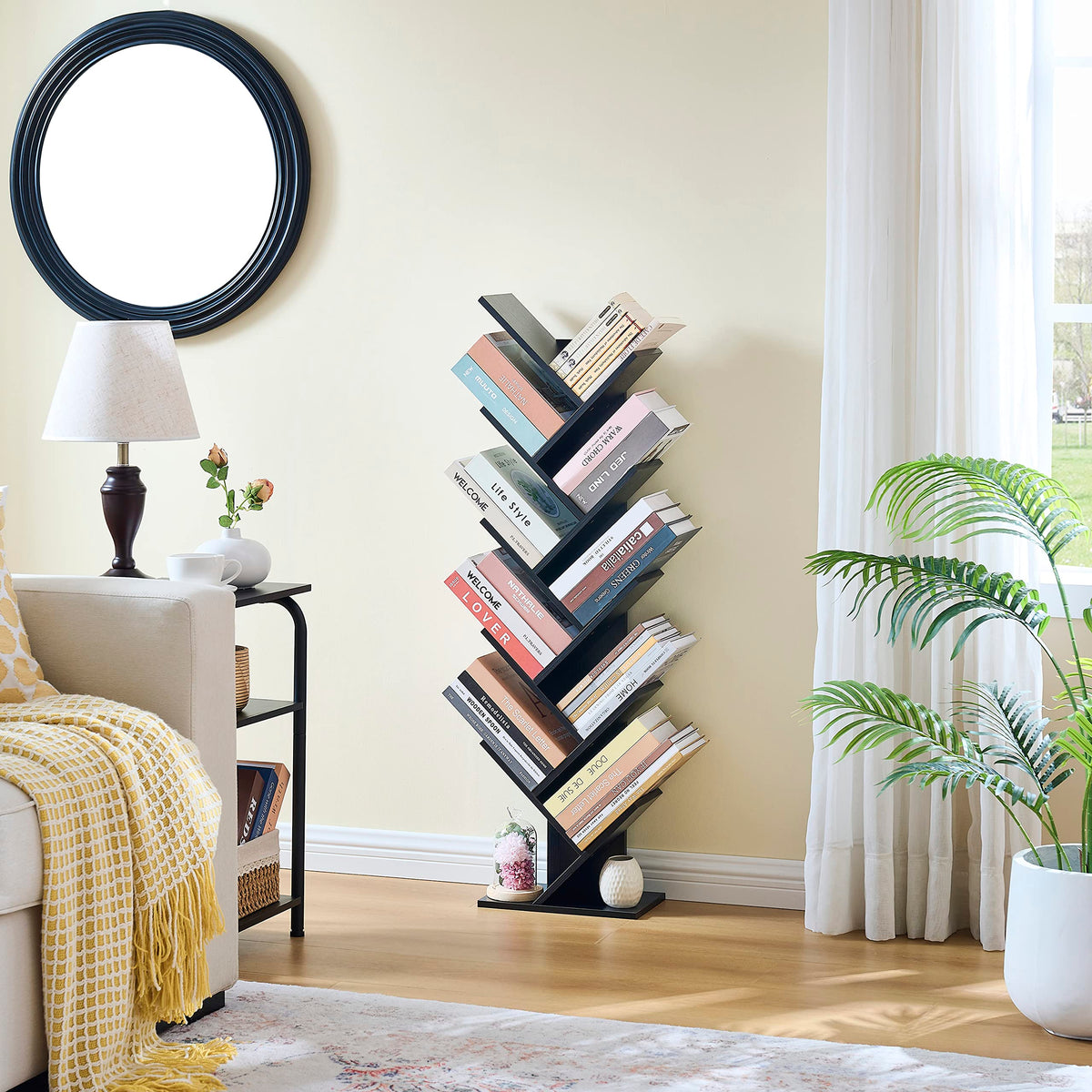 10 Tier Black Tree Bookshelf K717