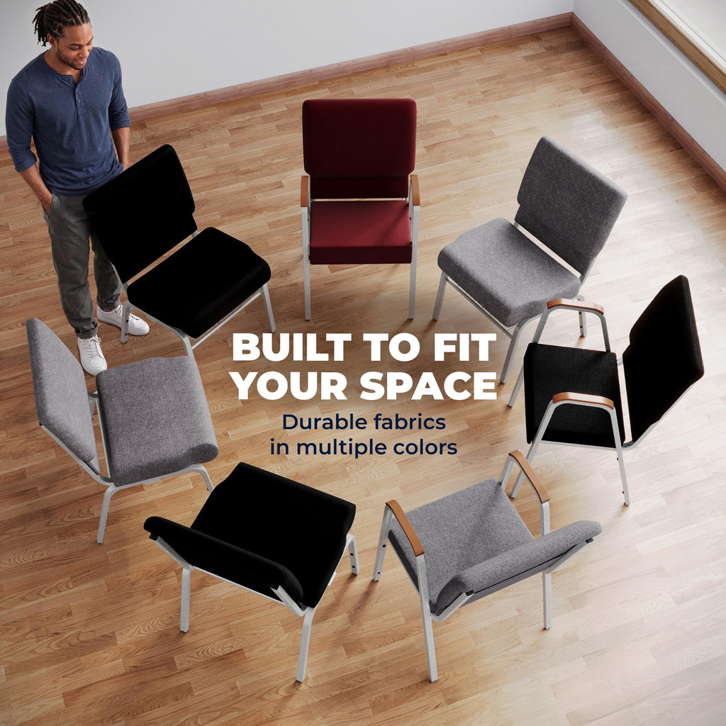 4 Pack Black Fabric Stacking Church Chair B649