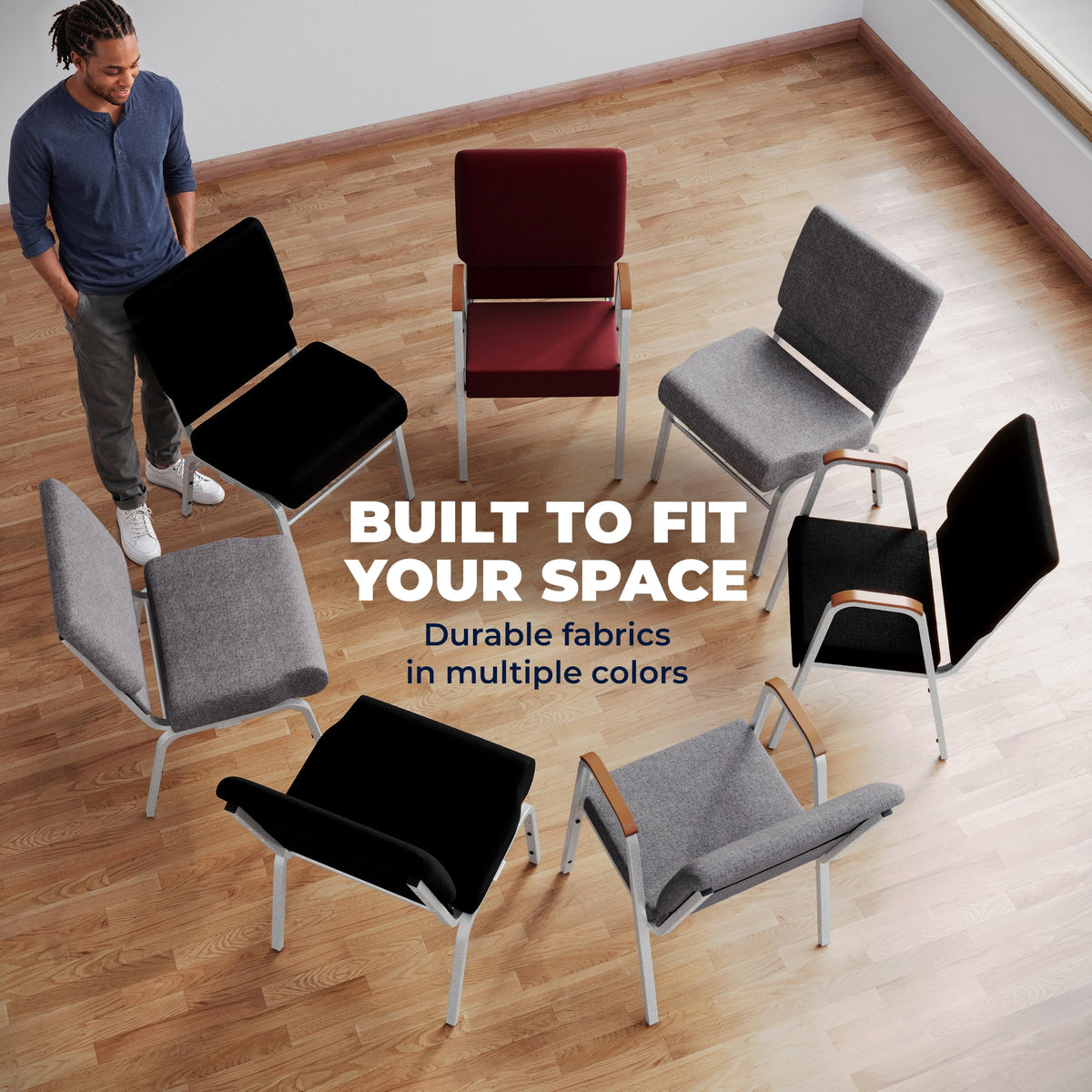 4 Pack Black Fabric Stacking Church Chair B649