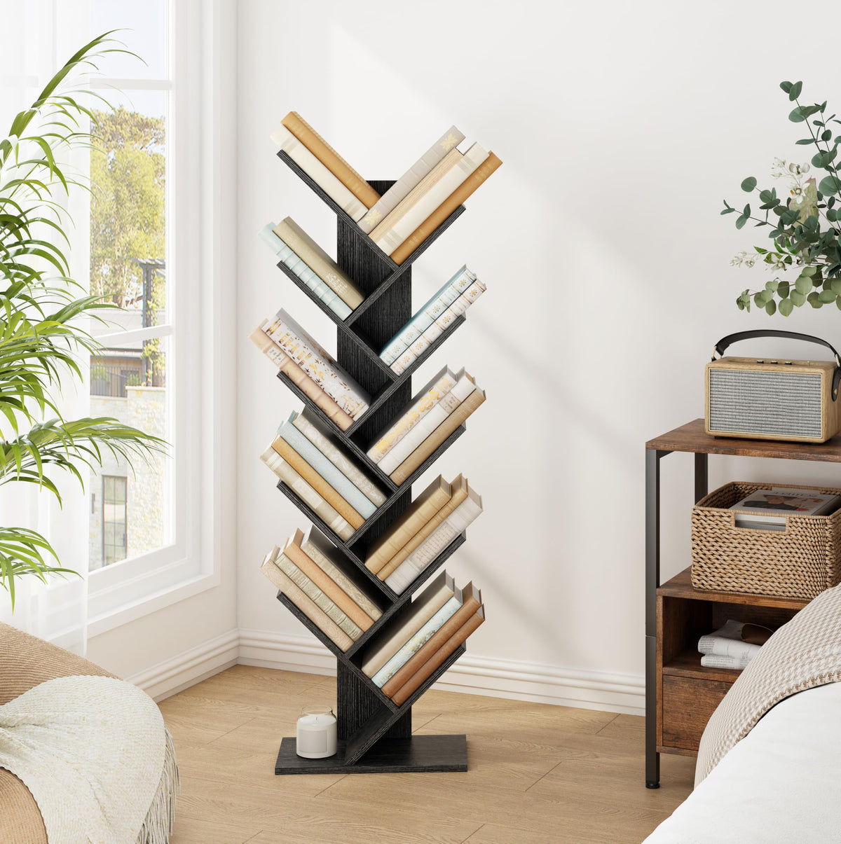 10 Tier Black Tree Bookshelf K717