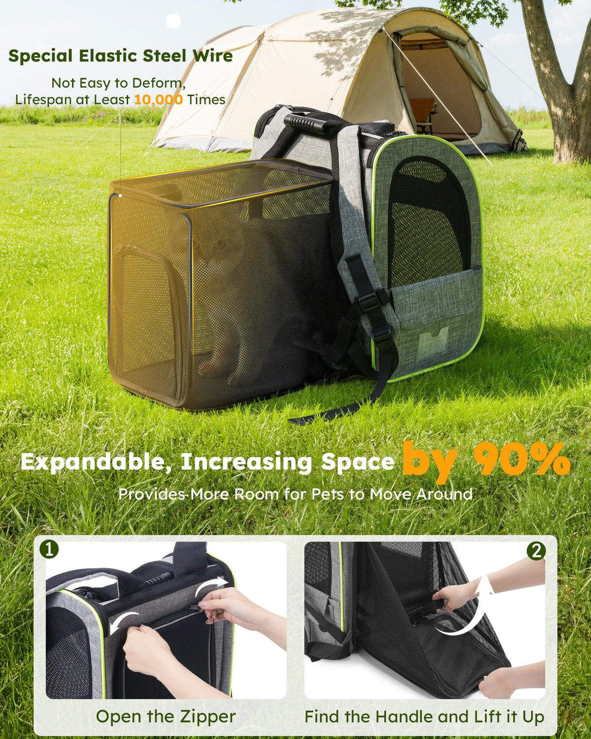 Expandable Cat Carrier Backpack with Breathable Window U722