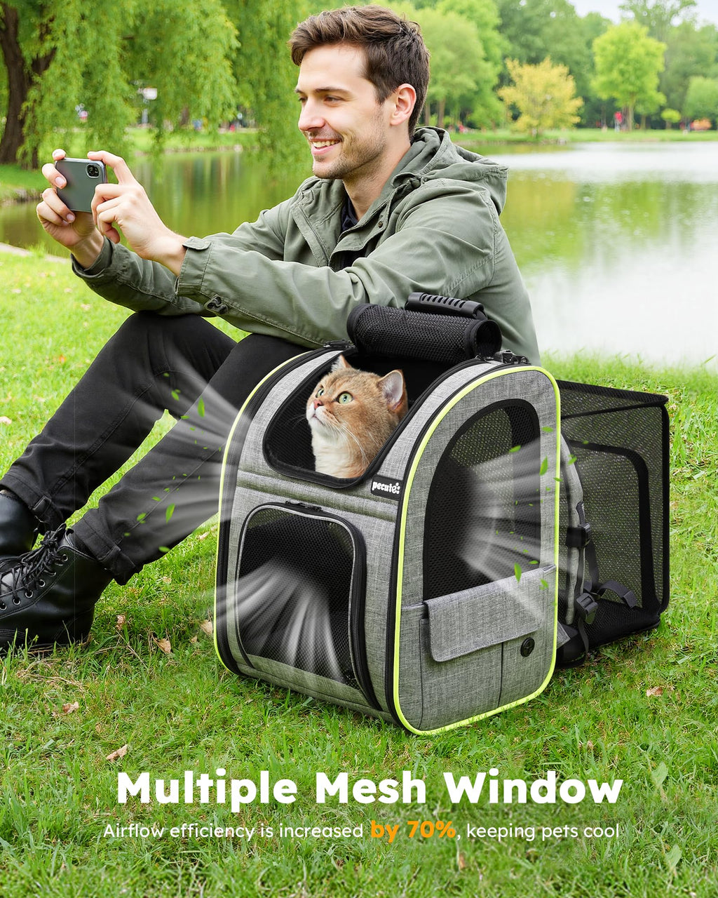 Expandable Cat Carrier Backpack with Breathable Window U722