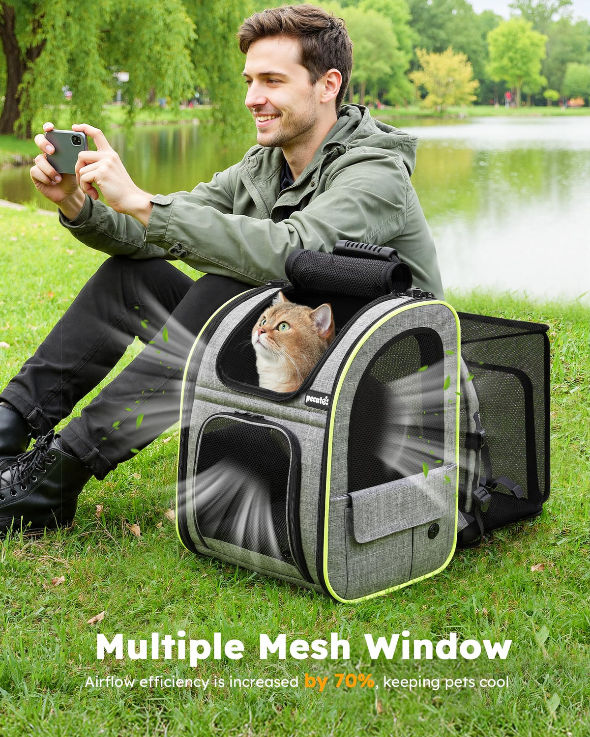Expandable Cat Carrier Backpack with Breathable Window U722