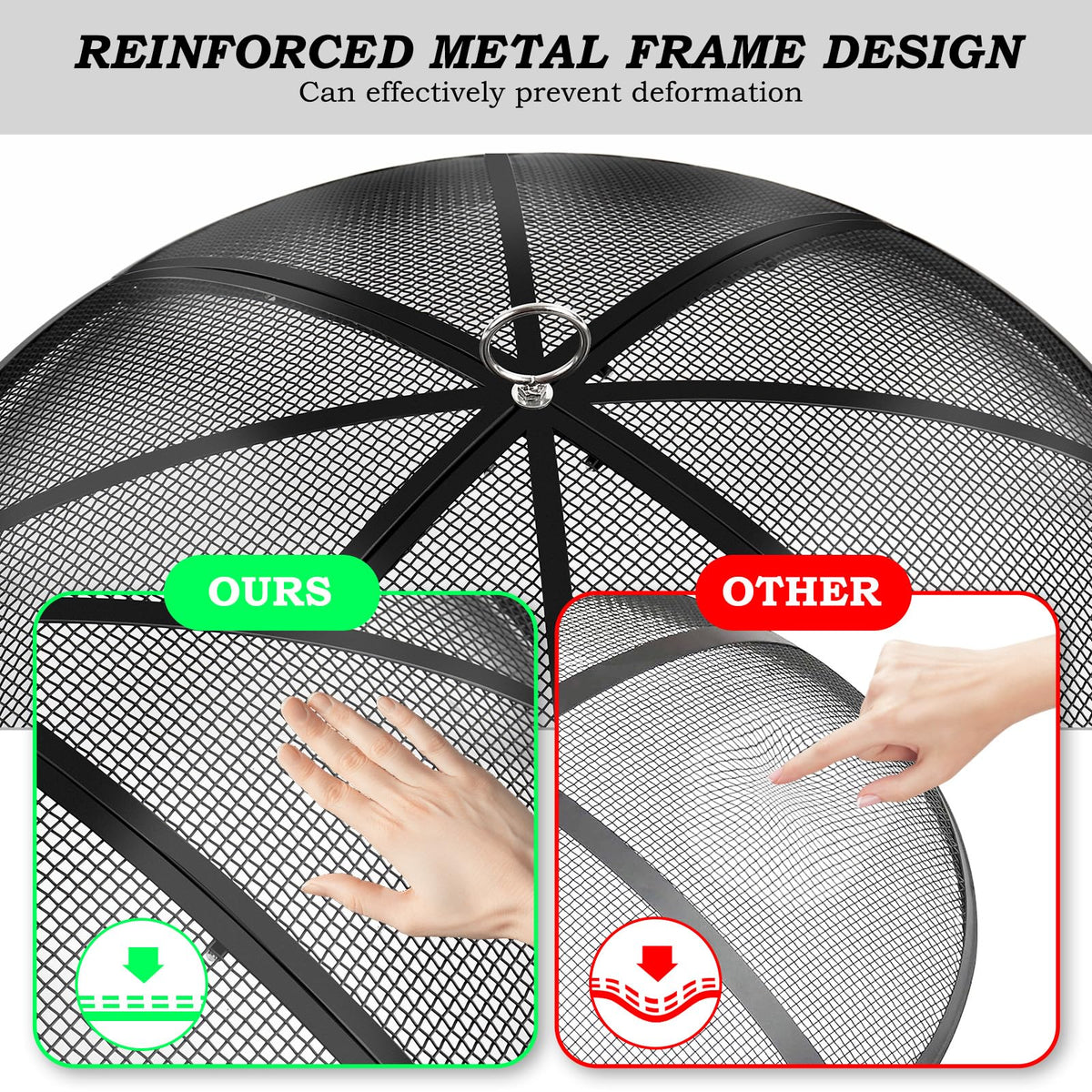 30 Inch Heavy Duty Metal Mesh Fire Pit Spark Screen with Handle & Poker G49947