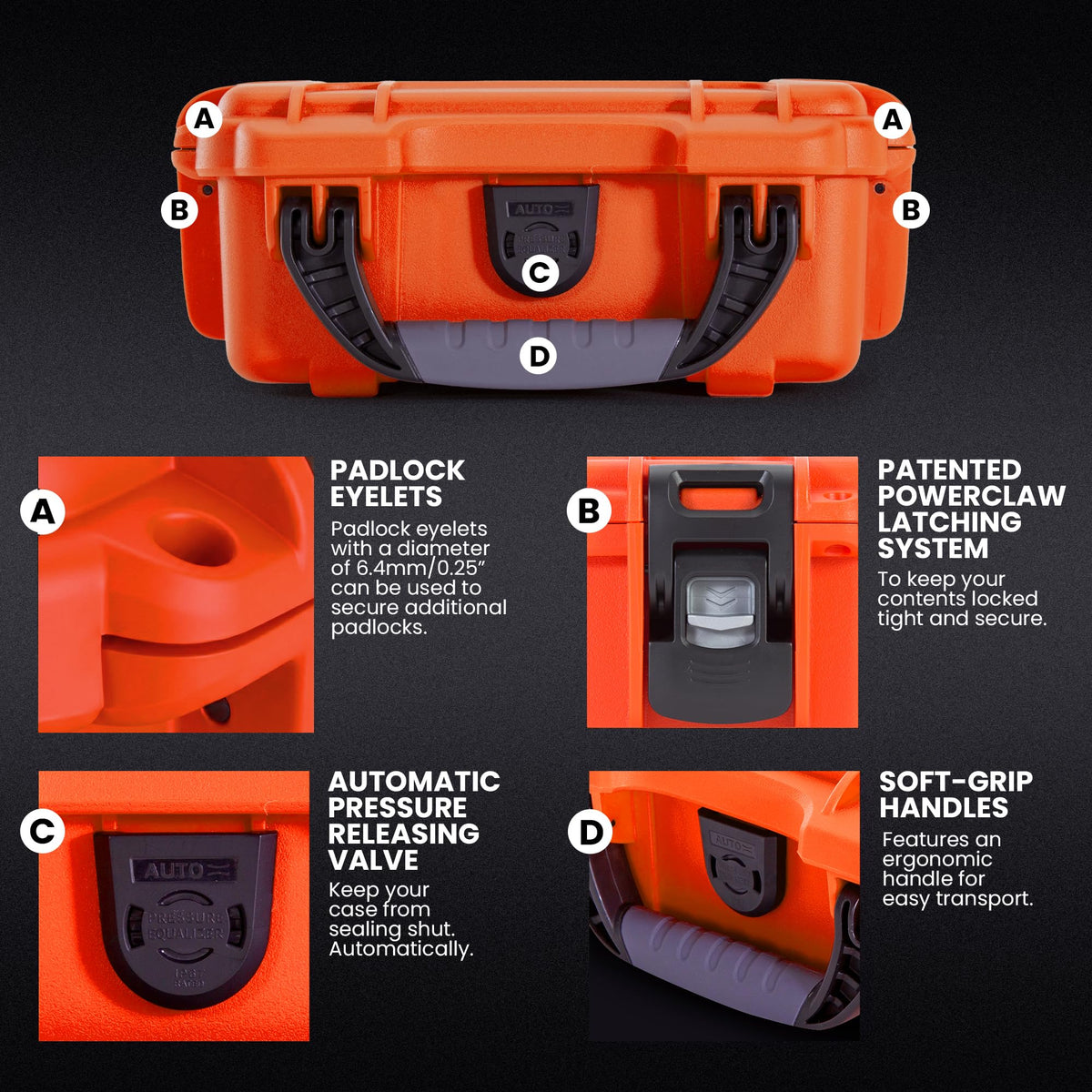 Orange Waterproof Hard Case E8814