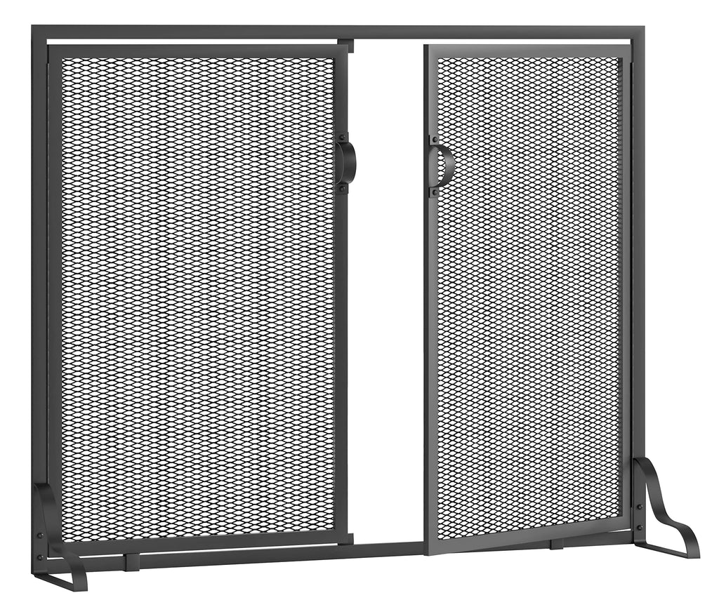 37.8x30.7 in Black Wrought Iron Fireplace Screen T8375