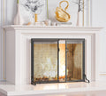 37.8x30.7 in Black Wrought Iron Fireplace Screen T8375