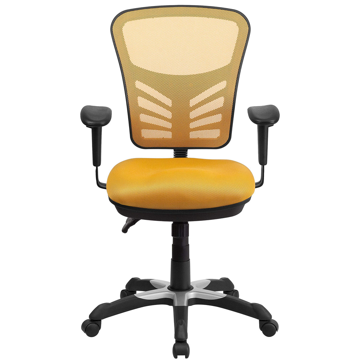 Yellow-Orange Mesh Ergonomic Office Chair with Adjustable Arms I617