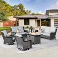 6 Piece Wicker Patio Furniture Set with Fire Pit Table W35914