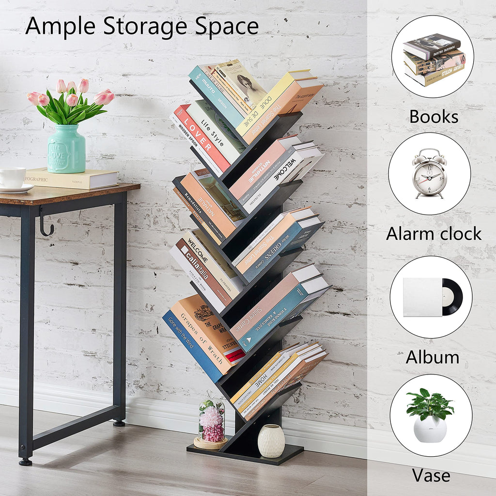 10 Tier Black Tree Bookshelf K717
