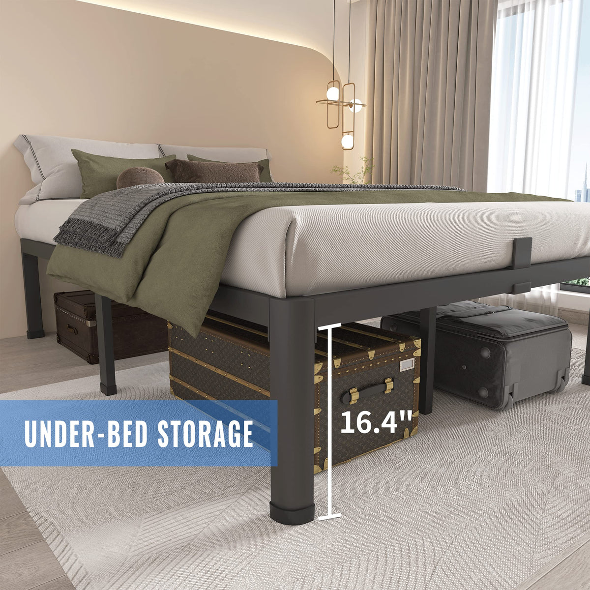 18 Inch Twin XL Bed Frames with Round Corner Leg S152