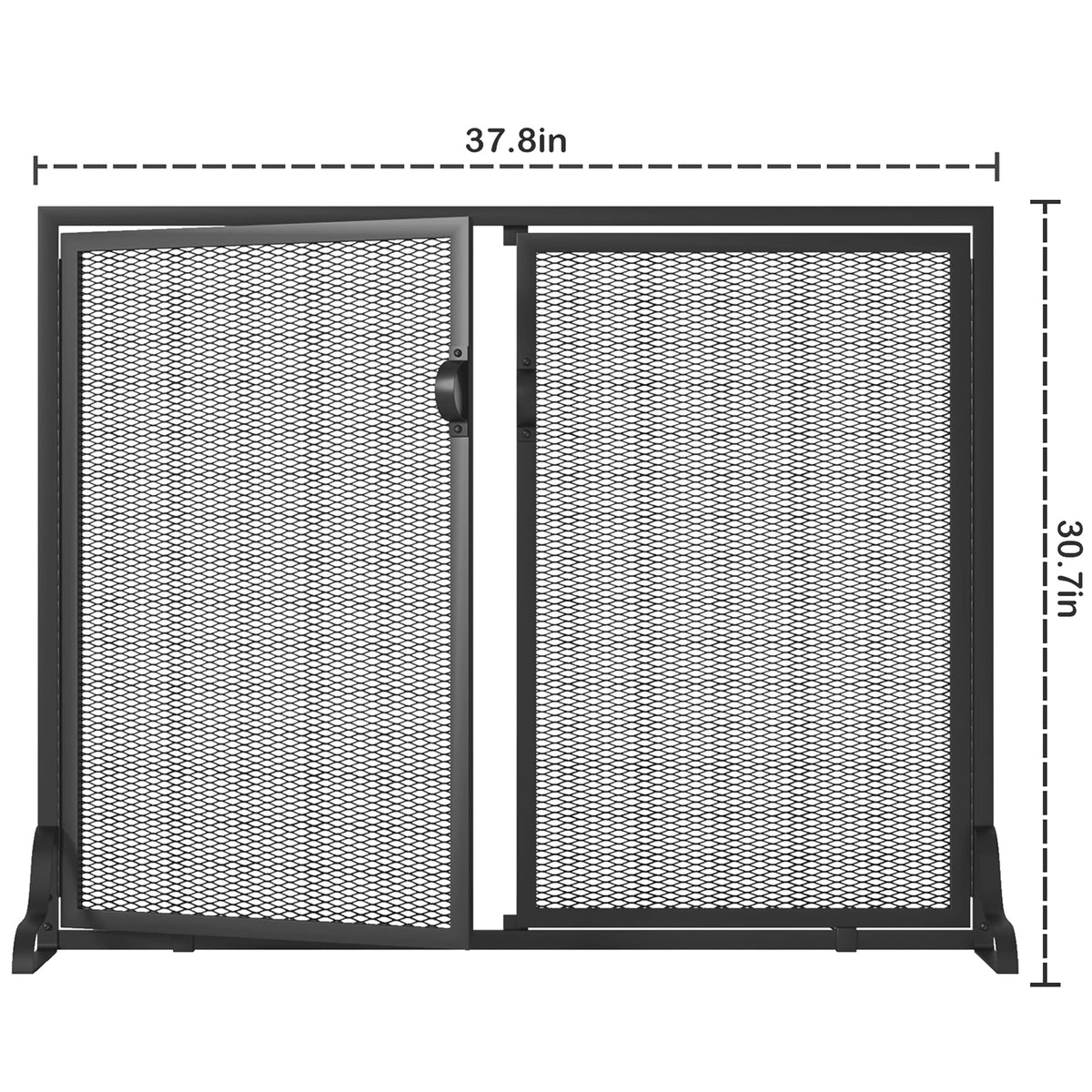 37.8x30.7 in Black Wrought Iron Fireplace Screen T8375