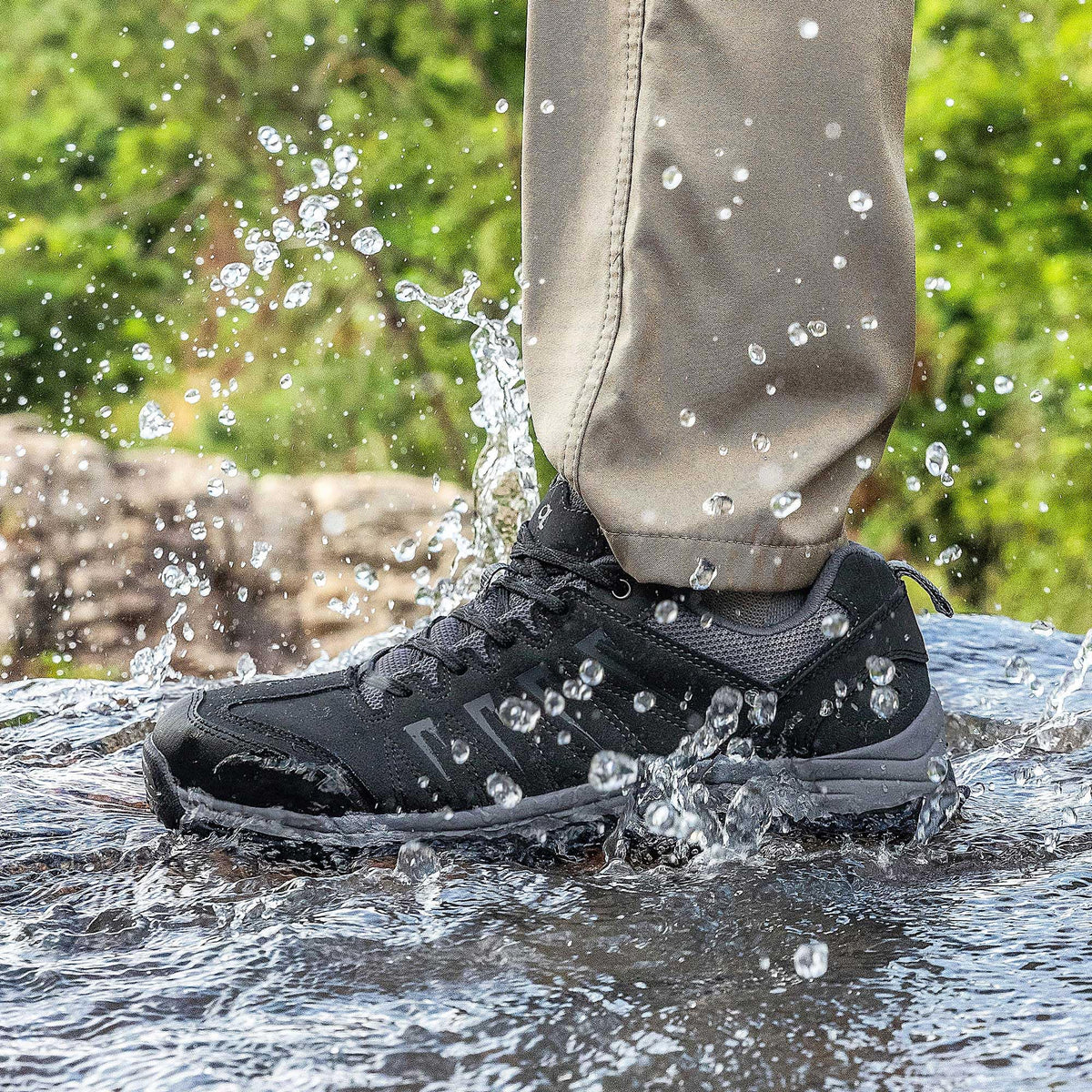 Men's Waterproof Leather Low Top Hiking Shoes Q5182